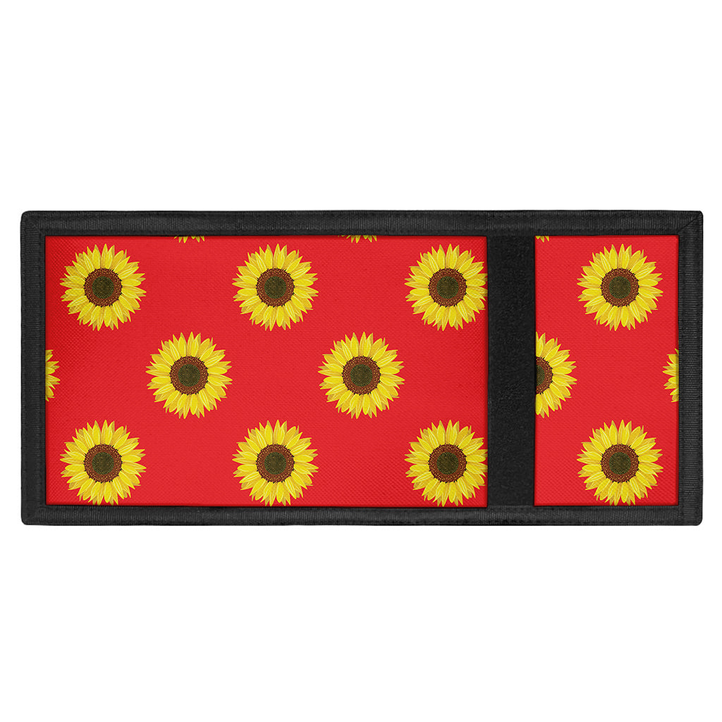 Red Sunflower Pattern Print Trifold Wallet