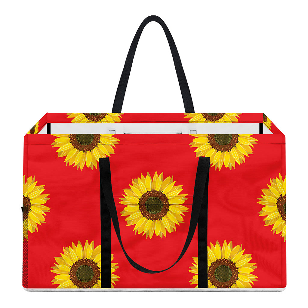 Red Sunflower Pattern Print Utility Tote Bag