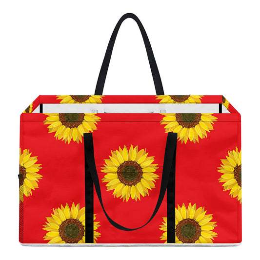Red Sunflower Pattern Print Utility Tote Bag