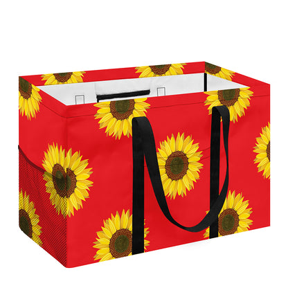 Red Sunflower Pattern Print Utility Tote Bag