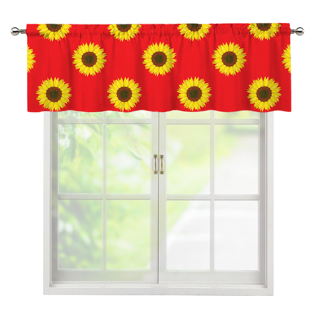 Red Sunflower Pattern Print Window Valance