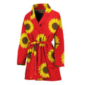 Red Sunflower Pattern Print Women's Bathrobe