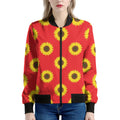 Red Sunflower Pattern Print Women's Bomber Jacket