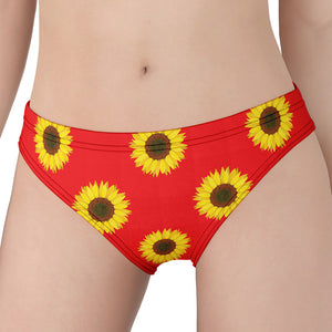 Red Sunflower Pattern Print Women's Panties