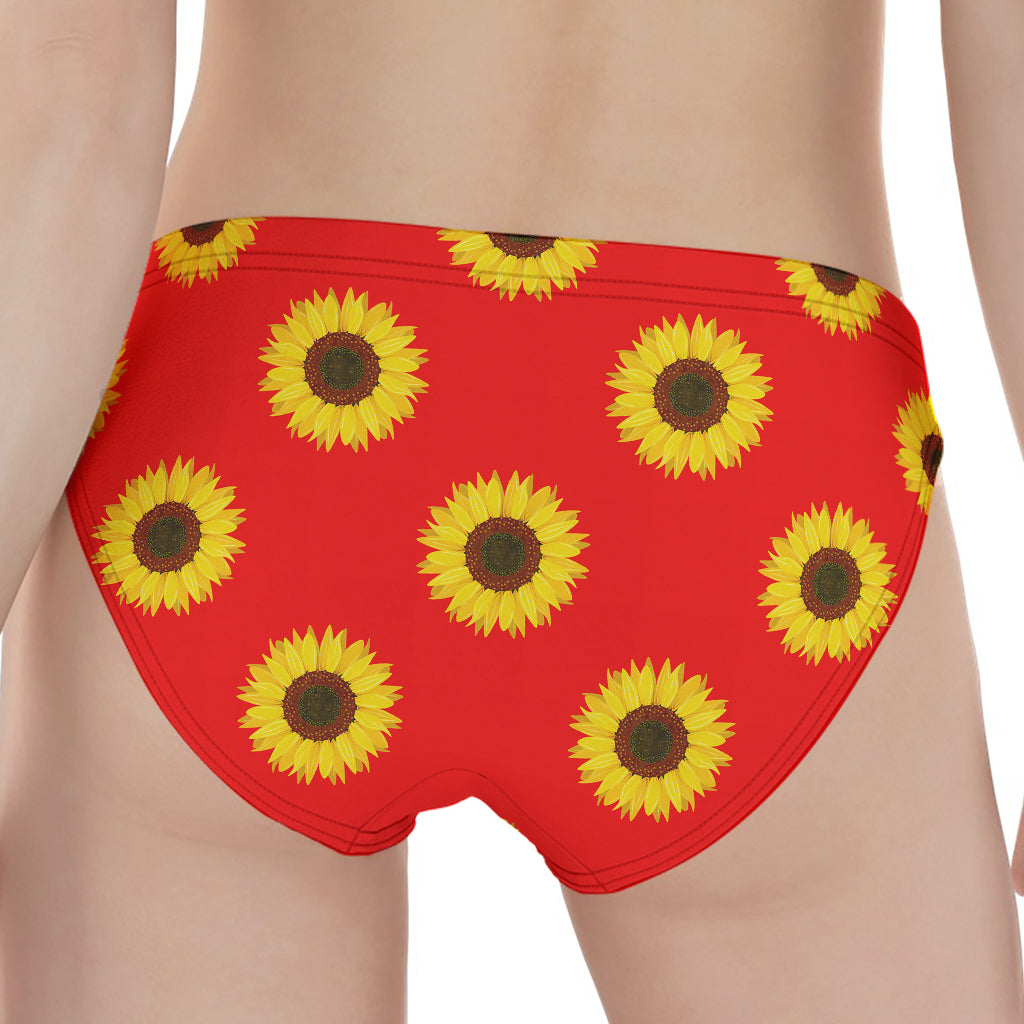 Red Sunflower Pattern Print Women's Panties