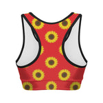 Red Sunflower Pattern Print Women's Sports Bra