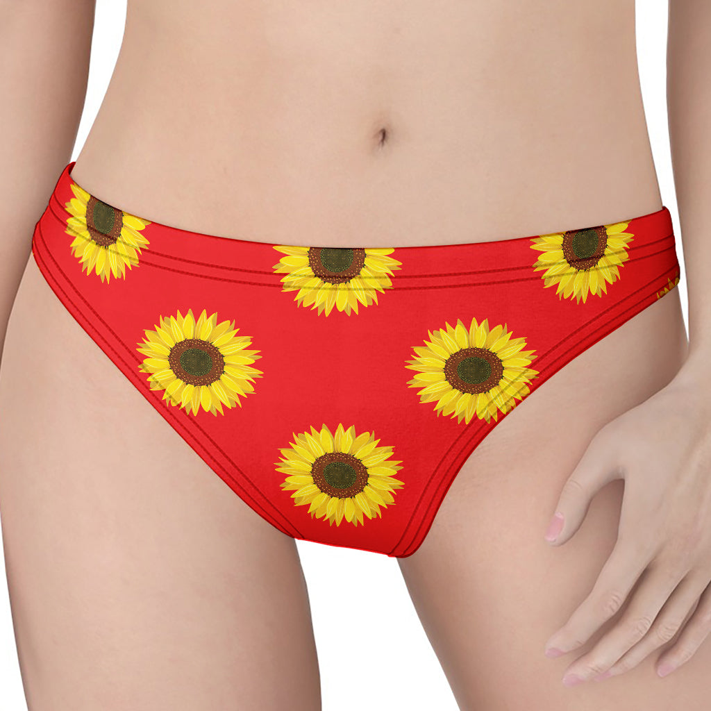 Red Sunflower Pattern Print Women's Thong