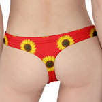 Red Sunflower Pattern Print Women's Thong