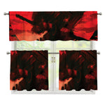 Red Sunset Samurai Print 3 Piece Kitchen Curtains