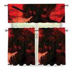 Red Sunset Samurai Print 3 Piece Kitchen Curtains