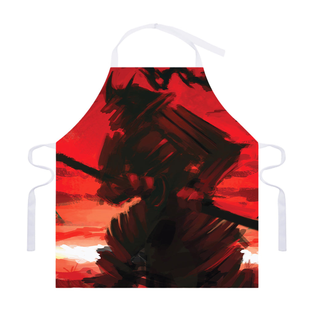 Red Sunset Samurai Print Adjustable Apron
