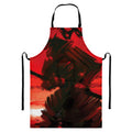 Red Sunset Samurai Print Bib Apron With Pocket