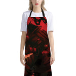 Red Sunset Samurai Print Bib Apron With Pocket