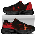 Red Sunset Samurai Print Black Chunky Shoes