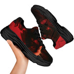 Red Sunset Samurai Print Black Chunky Shoes