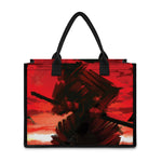Red Sunset Samurai Print Canvas Tote Bag