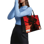 Red Sunset Samurai Print Canvas Tote Bag