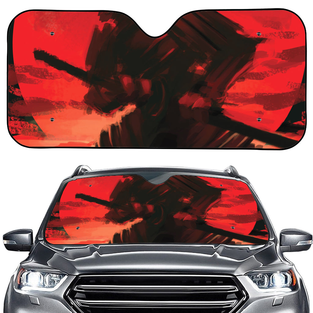 Red Sunset Samurai Print Car Windshield Sun Shade