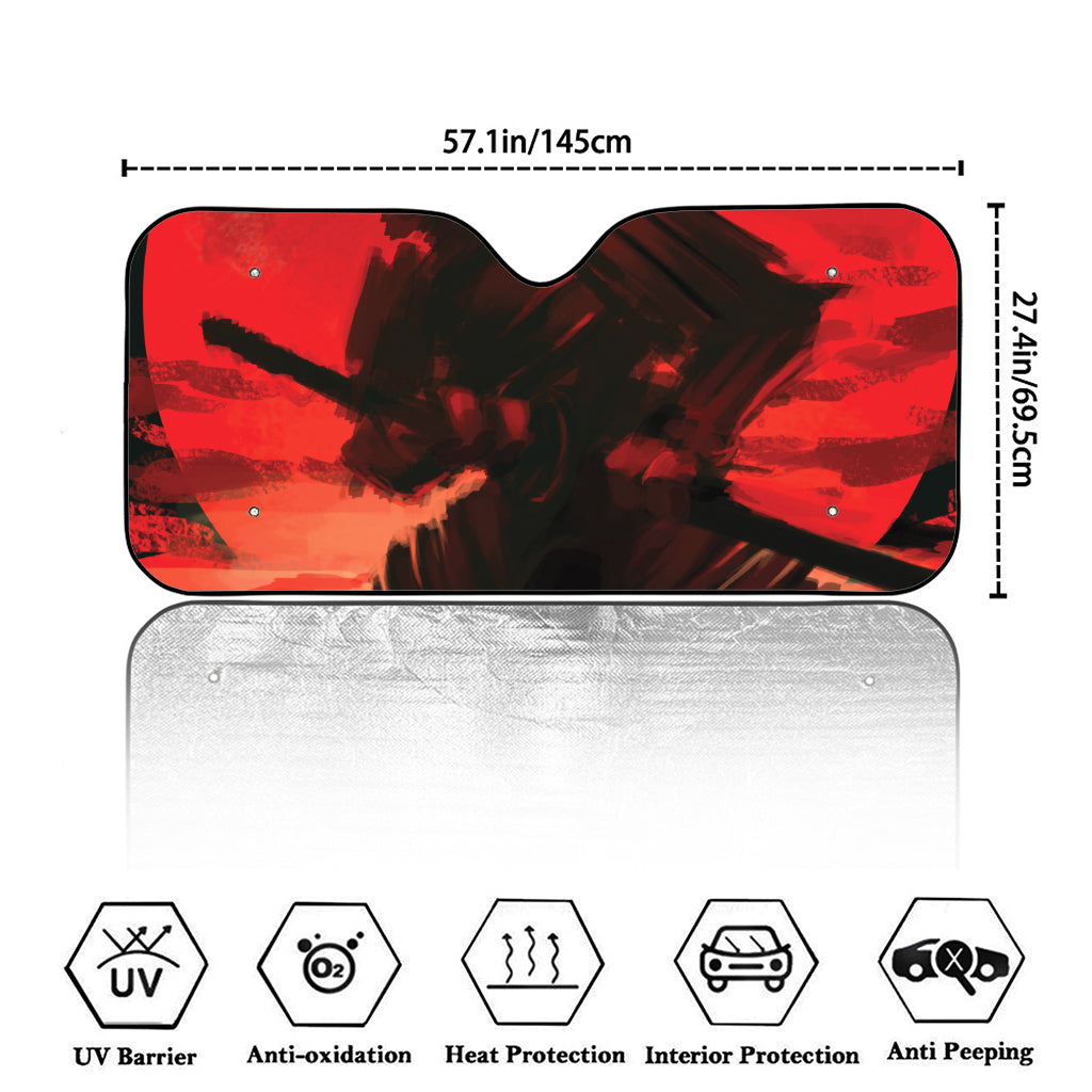 Red Sunset Samurai Print Car Windshield Sun Shade