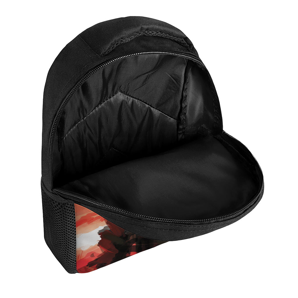 Red Sunset Samurai Print Casual Backpack