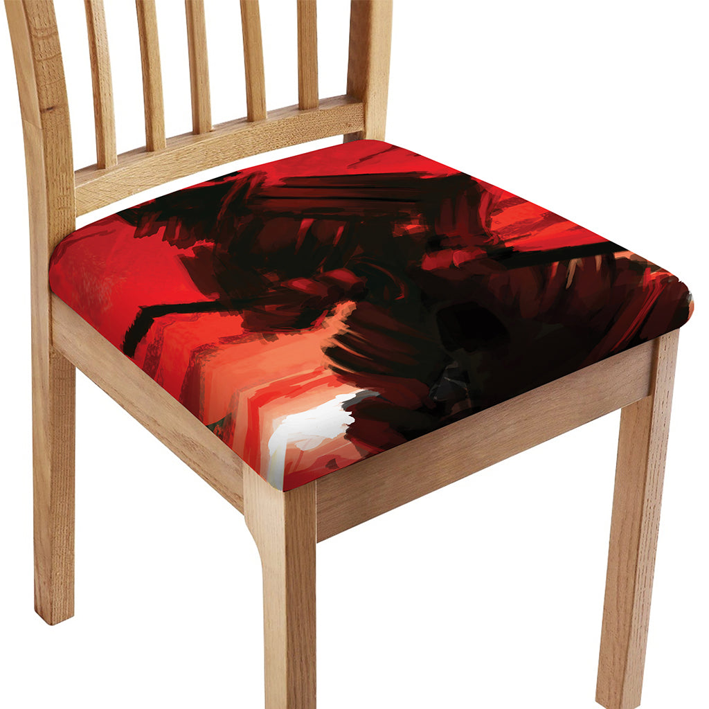 Red Sunset Samurai Print Chair Cushion Cover