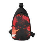 Red Sunset Samurai Print Chest Bag