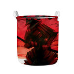 Red Sunset Samurai Print Collapsible Laundry Basket