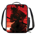 Red Sunset Samurai Print Crossbody Lunch Bag