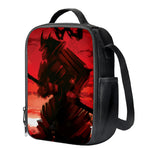 Red Sunset Samurai Print Crossbody Lunch Bag