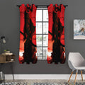 Red Sunset Samurai Print Grommet Curtain Panels