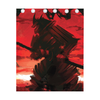 Red Sunset Samurai Print Curtain