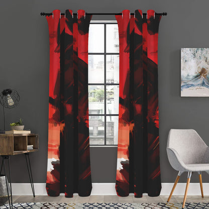 Red Sunset Samurai Print Curtain