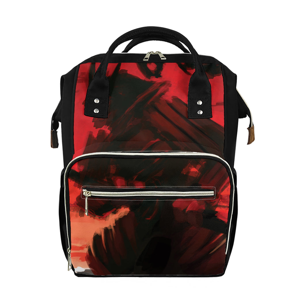 Red Sunset Samurai Print Diaper Bag