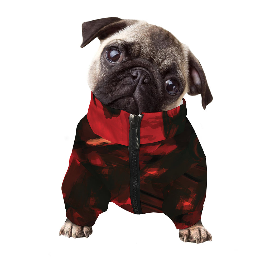 Red Sunset Samurai Print Dog Zip Up Jacket