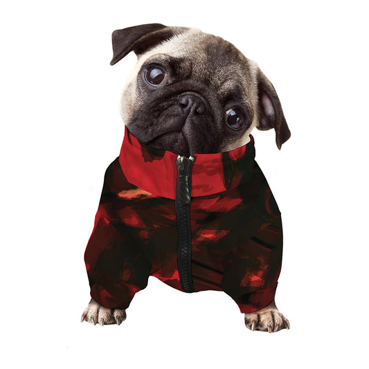 Red Sunset Samurai Print Dog Zip Up Jacket
