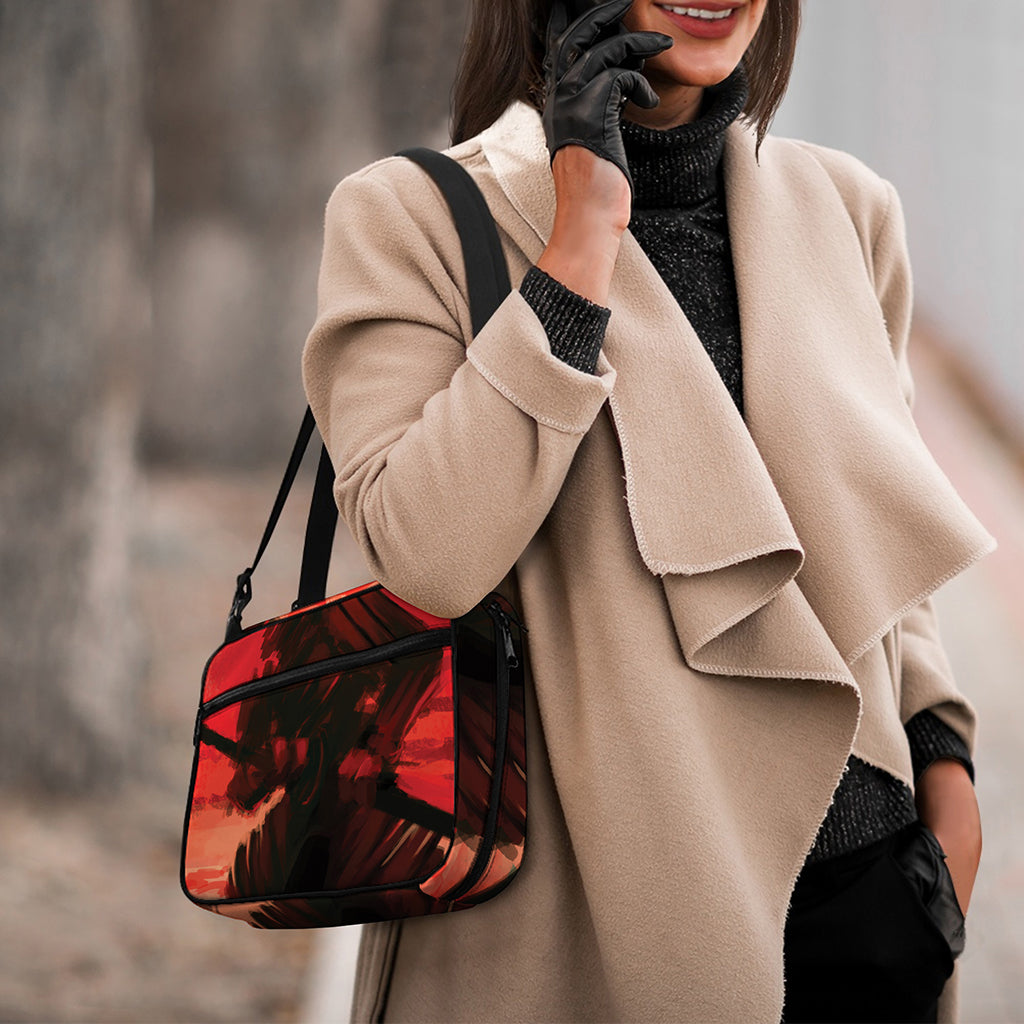 Red Sunset Samurai Print Double Strap Bible Bag