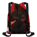 Red Sunset Samurai Print Drawstring Backpack