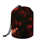Red Sunset Samurai Print Drawstring Makeup Bag