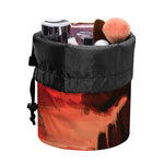 Red Sunset Samurai Print Drawstring Makeup Bag