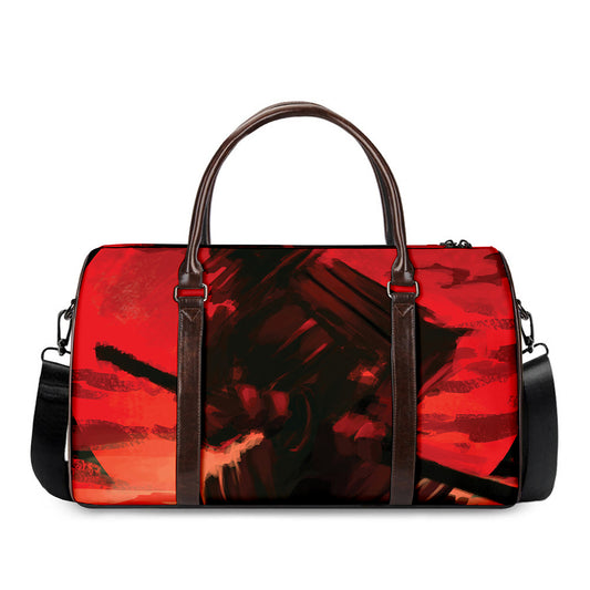Red Sunset Samurai Print Duffle Bag