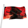 Red Sunset Samurai Print Flag
