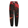 Red Sunset Samurai Print Fleece Lined Knit Pants