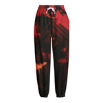 Red Sunset Samurai Print Fleece Lined Knit Pants