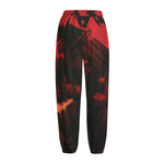 Red Sunset Samurai Print Fleece Lined Knit Pants