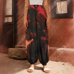 Red Sunset Samurai Print Harem Pants