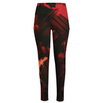 Red Sunset Samurai Print High-Waisted Pocket Leggings