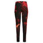 Red Sunset Samurai Print High-Waisted Pocket Leggings