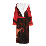 Red Sunset Samurai Print Hooded Bathrobe