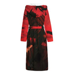 Red Sunset Samurai Print Hooded Bathrobe