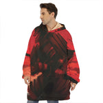 Red Sunset Samurai Print Hoodie Blanket